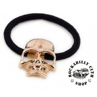 DOPLŇKY / ACCESSORIES - Gumička do vlasů lebka Rocka Hairclip Skull Bronze