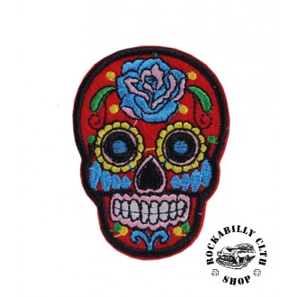 DOPLŇKY / ACCESSORIES - Nášivka lebka Rocka Sugarskull Red