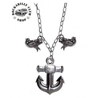 DOPLŇKY / ACCESSORIES - Náhrdelník Retro Rockabilly Sourpuss Clothing Necklace Anchor Charm