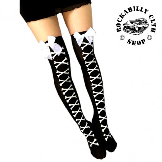 DOPLŇKY / ACCESSORIES - Punčochy dámské Rocka Stockings Bones Bow