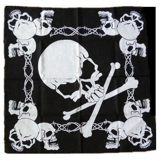 DOPLŇKY / ACCESSORIES - Šátek Rocka lebky Black Skull & Bones