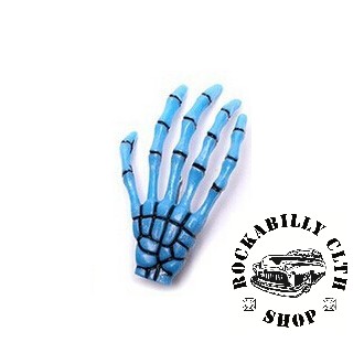 DOPLŇKY / ACCESSORIES - Sponka do vlasů horror Rocka Hairclip Bones Blue