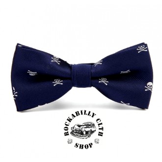 DOPLŇKY / ACCESSORIES - Motýlek lebky Rocka Tiebow Skulls Blue