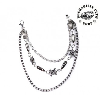 DOPLŇKY / ACCESSORIES - Řetěz k peněžence Rocka Skulls & Bullets Wallet Chain