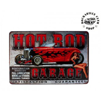 DOPLŇKY / ACCESSORIES - Plechová retro americká US cedule Rocka Hot Rod Red