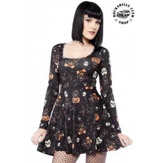 SOURPUSS - Dámské šaty Rockabilly Retro Pin Up Sourpuss Clothing Black Cats Skater Dress