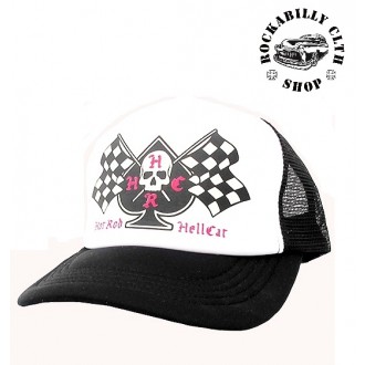 HOTROD HELLCAT - Kšiltovka Truckerka Hotrod Hellcat Flags White