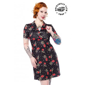 SOURPUSS - Dámské šaty Rockabilly Retro Pin Up Sourpuss Clothing Love Cherries Rosie Dress