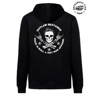 OUTLAW BASTARDS - Pánská mikina Outlaw Bastards Skull Hoodie Zipper