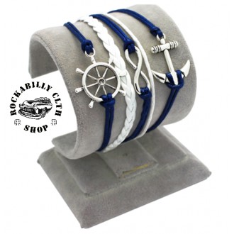 DOPLŇKY / ACCESSORIES - Náramek námořnický Rocka Rudder Anchor Blue