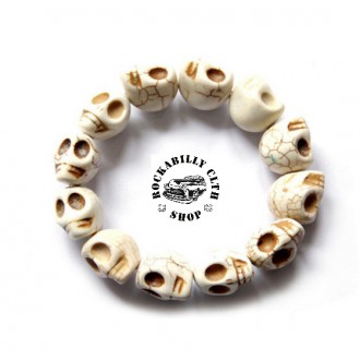 DOPLŇKY / ACCESSORIES - Náramek lebky Rocka Bracelet Skulls Beige