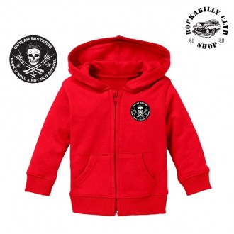 DĚTIČKY / KIDS - Dětská mikina s kapucou Outlaw Bastards Skull Hoodie Red