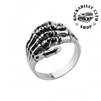 DOPLŇKY / ACCESSORIES - Prsten stříbrný Rocka Skull Hand Silver