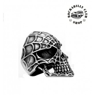 DOPLŇKY / ACCESSORIES - Prsten stříbrný Rocka Spider Skull Silver