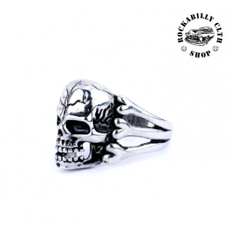 DOPLŇKY / ACCESSORIES - Prsten stříbrný Rocka Skull & Bones Silver