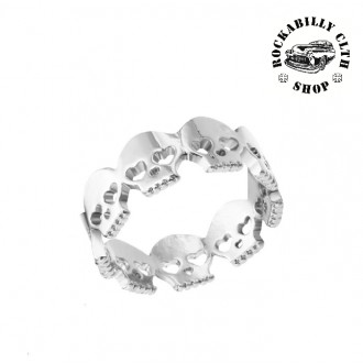 DOPLŇKY / ACCESSORIES - Prsten stříbrný Rocka Skulls Hearts Silver
