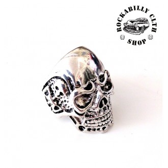 DOPLŇKY / ACCESSORIES - Prsten stříbrný Rocka Skull Biker Silver