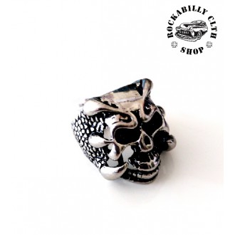 DOPLŇKY / ACCESSORIES - Prsten stříbrný Rocka Predator Skull Silver