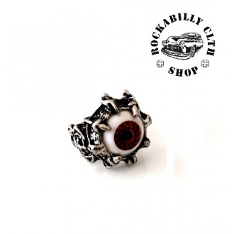 DOPLŇKY / ACCESSORIES - Prsten stříbrný Rocka Eyeball Brown Claws Silver