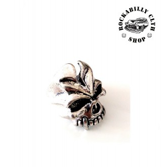 DOPLŇKY / ACCESSORIES - Prsten stříbrný Rocka Cracked Skull Silver