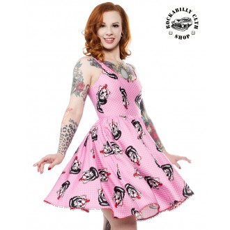 SOURPUSS - Dámské šaty Rockabilly Retro Pin Up Sourpuss Clothing Stray Cats Polka Dot Sweets Dress