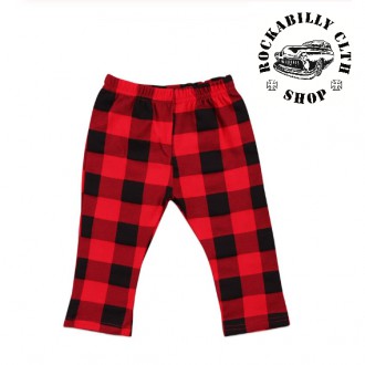 DĚTIČKY / KIDS - Dětské kostkované červenočerné kalhoty Rocka Baby
