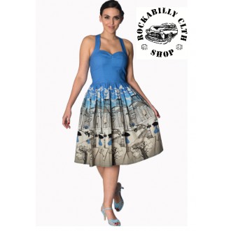 HOLKY / GIRLS - Dámské šaty Rockabilly Retro Pin Up Banned Paris Strapy Dress