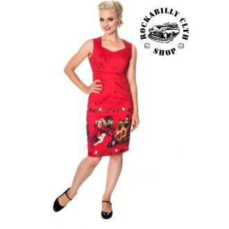 HOLKY / GIRLS - Dámské šaty Rockabilly Retro Pin Up Banned Vanity Pencil Dress