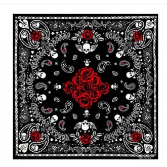 DOPLŇKY / ACCESSORIES - Šátek lebky Rocka Skulls & Roses
