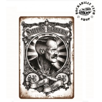 DOPLŇKY / ACCESSORIES - Plechová retro americká US cedule Rocka Smiths Barbers