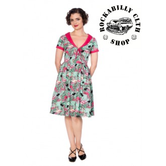HOLKY / GIRLS - Dámské šaty Rockabilly Retro Pin Up Banned Sweet Flamingos Fit & Flare Dress