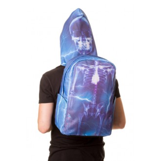 BANNED APPAREL - Batoh Banned Blue Skeleton Backpack With Hood