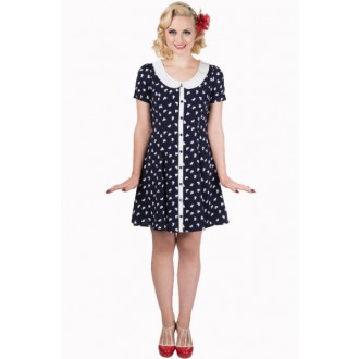 HOLKY / GIRLS - Dámské šaty Rockabilly Retro Pin Up Banned Heart All Over Dress