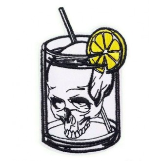 DOPLŇKY / ACCESSORIES - Nášivka lebka Rocka Skull Drink Lemon