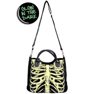 BANNED APPAREL - Dámská taška kabelka retro rockabilly pin-up Banned Glow In The Dark Skeleton Shoulder Bag