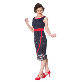 HOLKY / GIRLS - Dámské šaty Rockabilly Retro Pin Up Banned Christmas Cocktails Pencil Dress