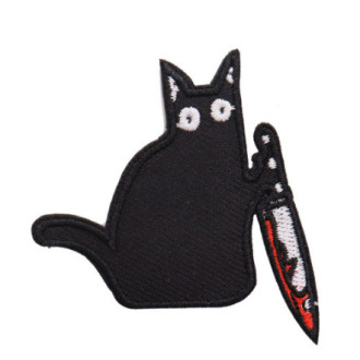 DOPLŇKY / ACCESSORIES - Nášivka horror kočka Rocka Kitty Killer Black