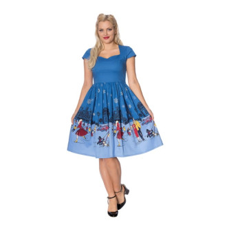 HOLKY / GIRLS - Dámské šaty Rockabilly Retro Pin Up Banned Paris In Winter Fit And Flare Dress
