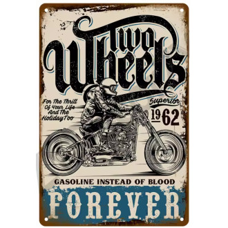 DOPLŇKY / ACCESSORIES - Plechová retro americká US cedule Rocka Two Wheels Forever