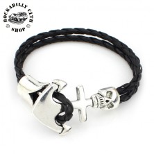 Náramek námořnický Rocka String Bracelet Anchor Black