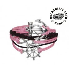 Náramek námořnický Rocka Rudder Anchor Pink