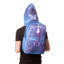Batoh Banned Blue Skeleton Backpack With Hood