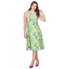 Dámské šaty Rockabilly Retro Pin Up Banned Toucan All Over Dress Yellow