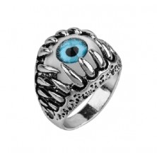 Prsten stříbrný Rocka Eyeball Blue Claws Silver