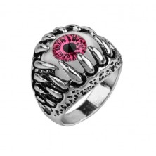 Prsten stříbrný Rocka Eyeball Pink Claws Silver