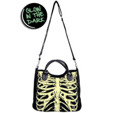 Dámská taška kabelka retro rockabilly pin-up Banned Glow In The Dark Skeleton Shoulder Bag
