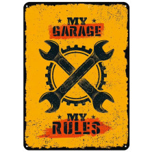 Plechová retro americká US cedule Rocka My Garage My Rules II.
