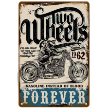 Plechová retro americká US cedule Rocka Two Wheels Forever