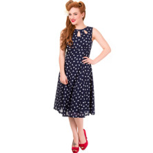 Dámské šaty Rockabilly Retro Pin Up Banned Songbird Dress Navy